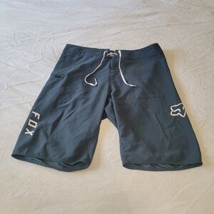 Fox Racing Board Shorts Logo Swimwear Mens Size 34 Blue 12" Inseam Swim Beach